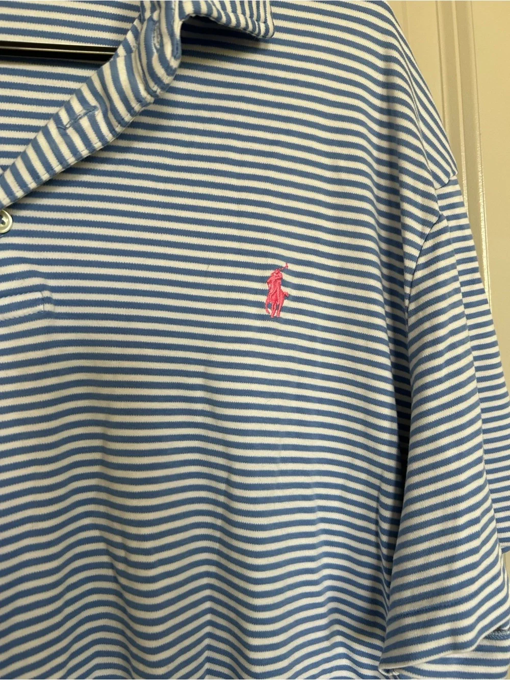 Polo Ralph Lauren Men’s Blue & White Striped Pima Soft Touch Polo